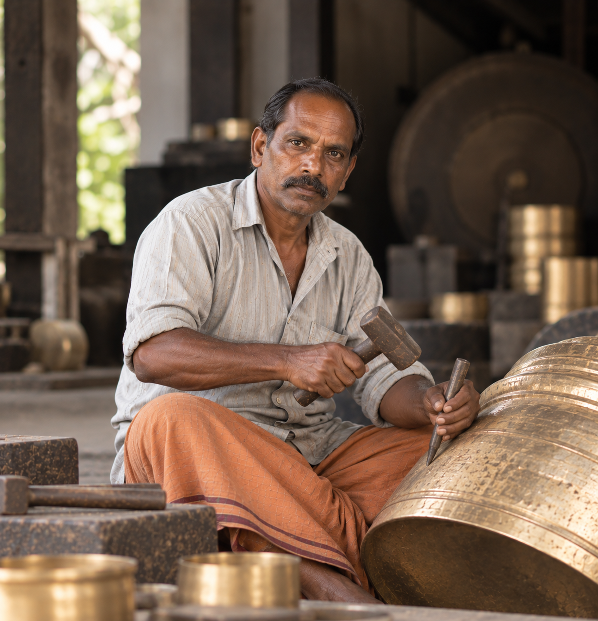 Master artisan with forging hammer