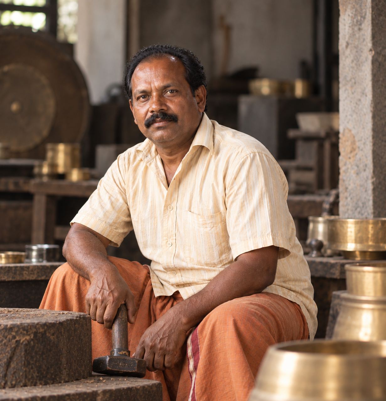 Artisan casting bell metal